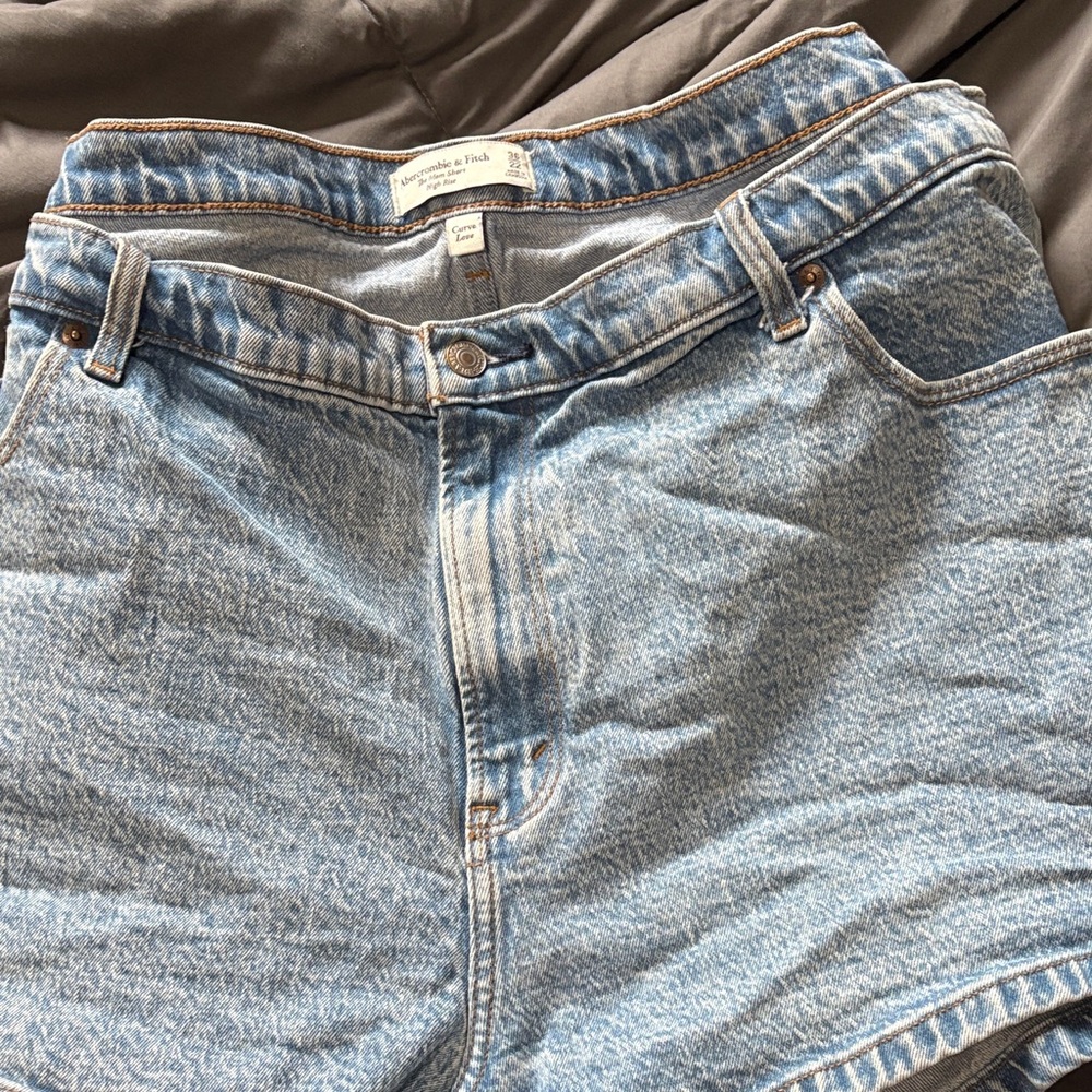 Abercrombie & Fitch Light Blue High-Rise Denim Shorts